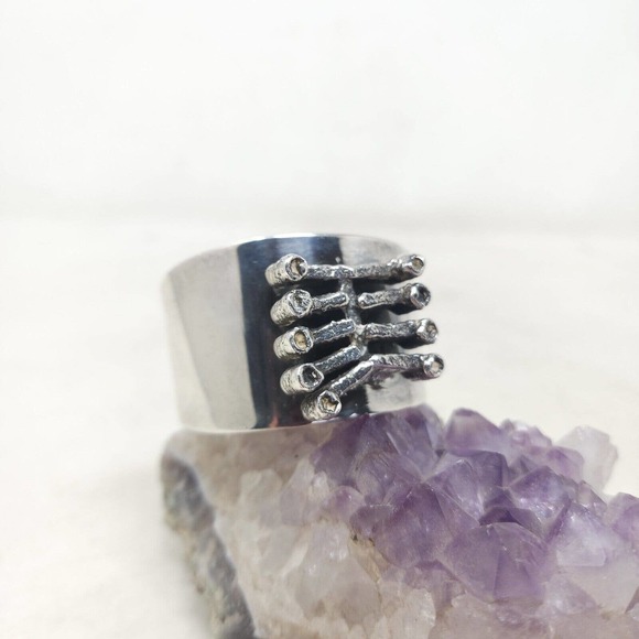 Jacob Hull Cuff Bracelet Silver Plate Ribcage Skeleton Denmark Brutalist RARE - Picture 6 of 12